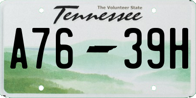 TN license plate A7639H