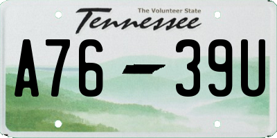TN license plate A7639U