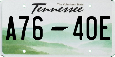 TN license plate A7640E