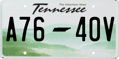 TN license plate A7640V