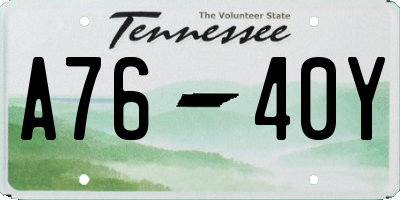 TN license plate A7640Y