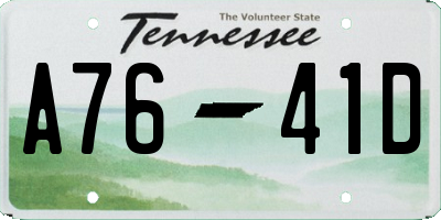 TN license plate A7641D