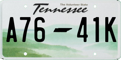 TN license plate A7641K