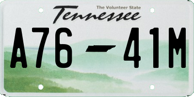TN license plate A7641M