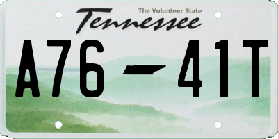 TN license plate A7641T