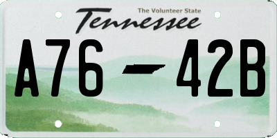 TN license plate A7642B