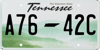 TN license plate A7642C