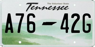 TN license plate A7642G