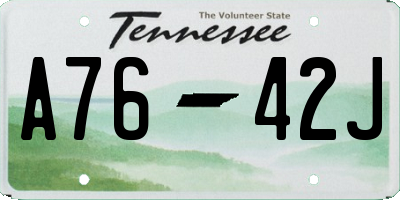 TN license plate A7642J
