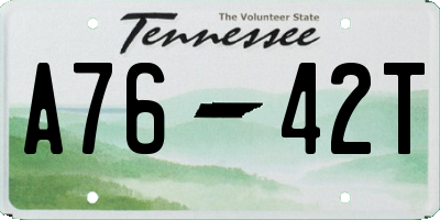 TN license plate A7642T
