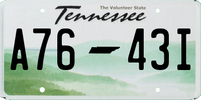 TN license plate A7643I