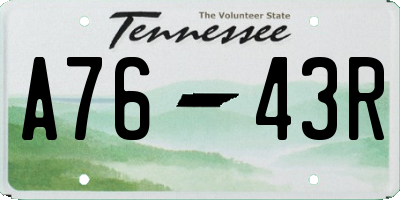 TN license plate A7643R