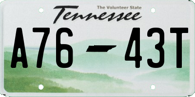 TN license plate A7643T