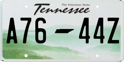 TN license plate A7644Z