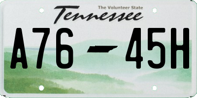 TN license plate A7645H