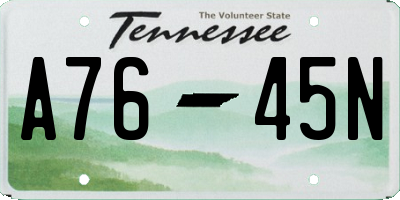 TN license plate A7645N