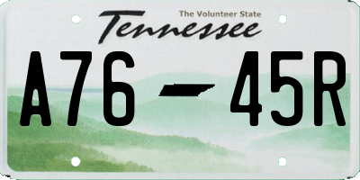 TN license plate A7645R