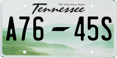 TN license plate A7645S