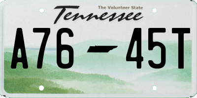 TN license plate A7645T
