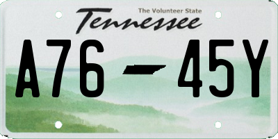 TN license plate A7645Y
