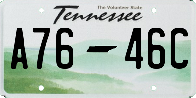 TN license plate A7646C