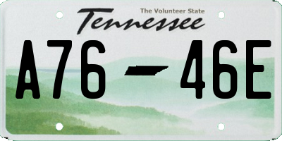 TN license plate A7646E