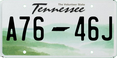 TN license plate A7646J