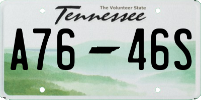 TN license plate A7646S