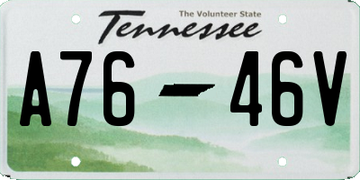 TN license plate A7646V