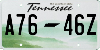 TN license plate A7646Z