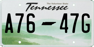 TN license plate A7647G