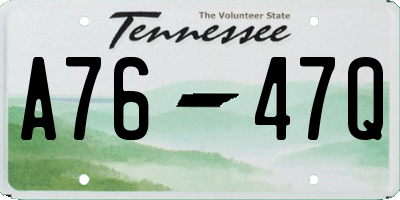 TN license plate A7647Q