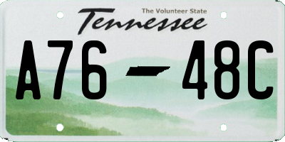 TN license plate A7648C