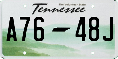 TN license plate A7648J