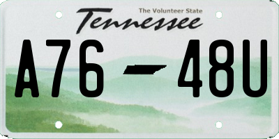 TN license plate A7648U