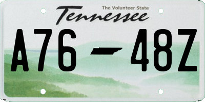 TN license plate A7648Z
