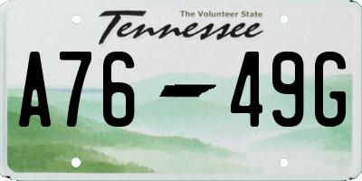 TN license plate A7649G