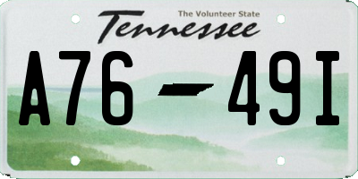 TN license plate A7649I