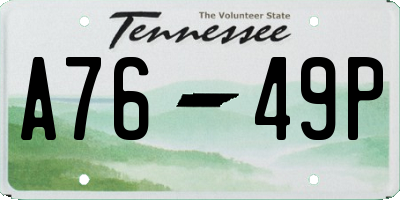 TN license plate A7649P