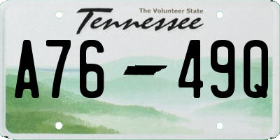 TN license plate A7649Q