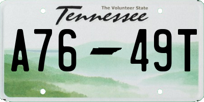 TN license plate A7649T