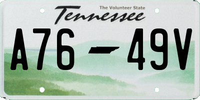 TN license plate A7649V