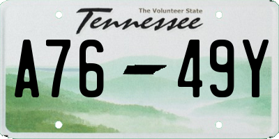 TN license plate A7649Y