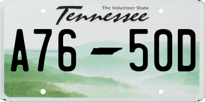 TN license plate A7650D