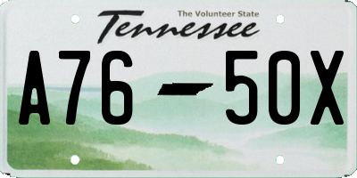 TN license plate A7650X