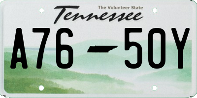 TN license plate A7650Y