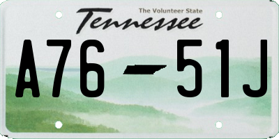 TN license plate A7651J