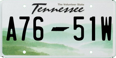 TN license plate A7651W