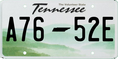 TN license plate A7652E