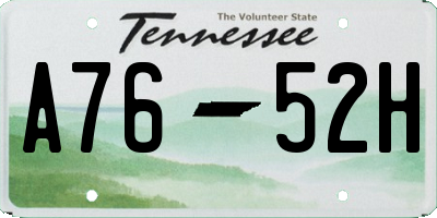 TN license plate A7652H